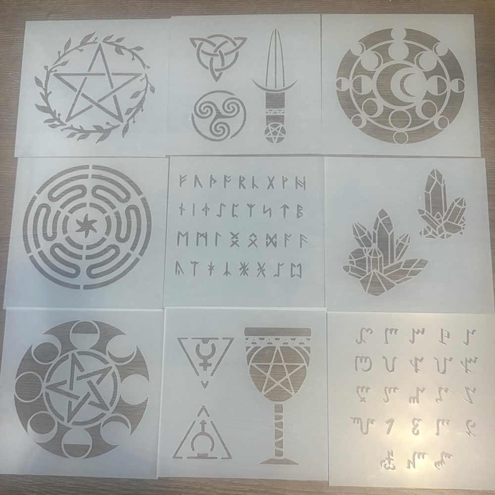 ✨ Wiccan / Pagan / Witchy Stencil Set – 9 Total ✨
